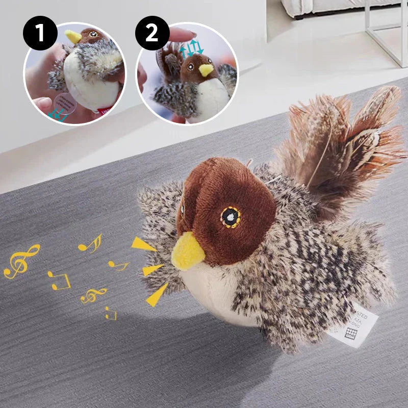 Catfri® BirdToy: Interaktives zwitscherndes Vogelspielzeug für Katzen