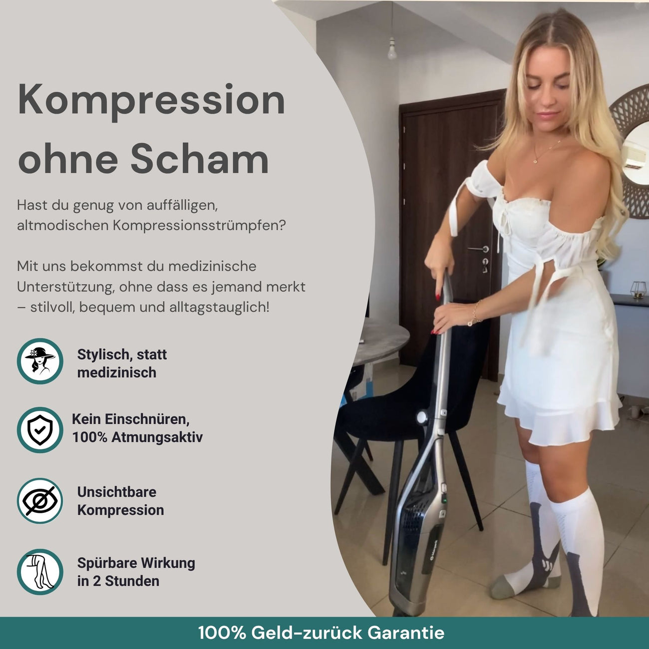 Kompressionsstrümpfe für Flüge, Alltag, schwere & schmerzende Beine